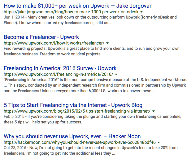 An example of negative search engine results.