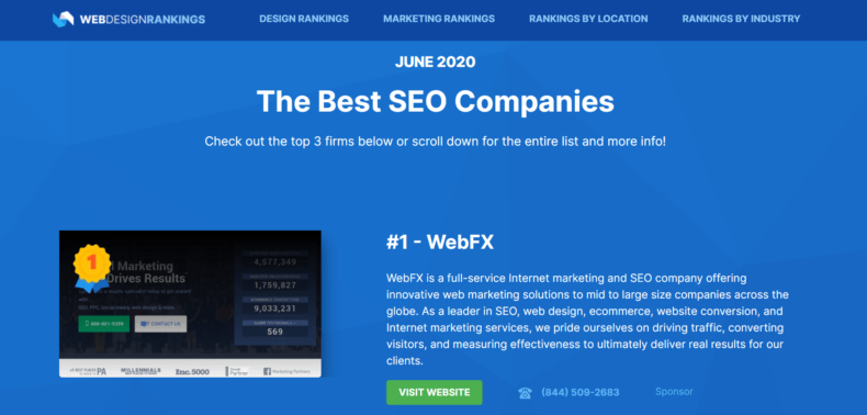 The best SEO companies list according to Web Design Rankings.