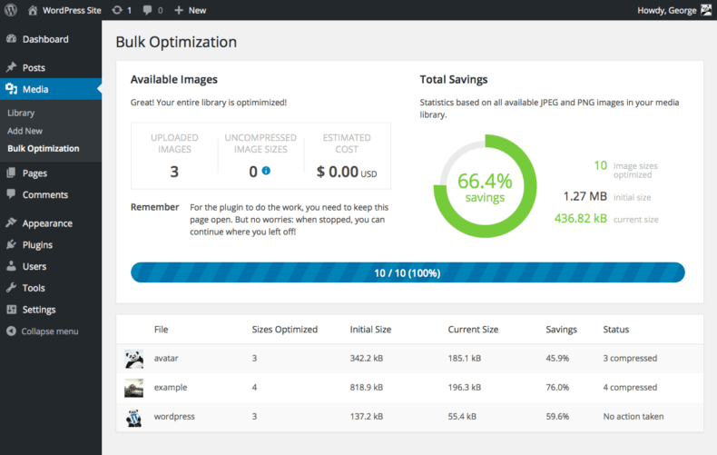 Screenshot of tinypng, a WordPress SEO plugin for compressing images.