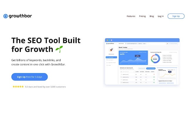 A screenshot of the Growthbar SEO toolbar for Google Chrome.