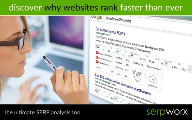 A screenshot of the SerpWorx SEO toolbar for Chrome.