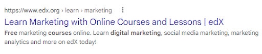 A search engine listing with a call-to-action in the results. 