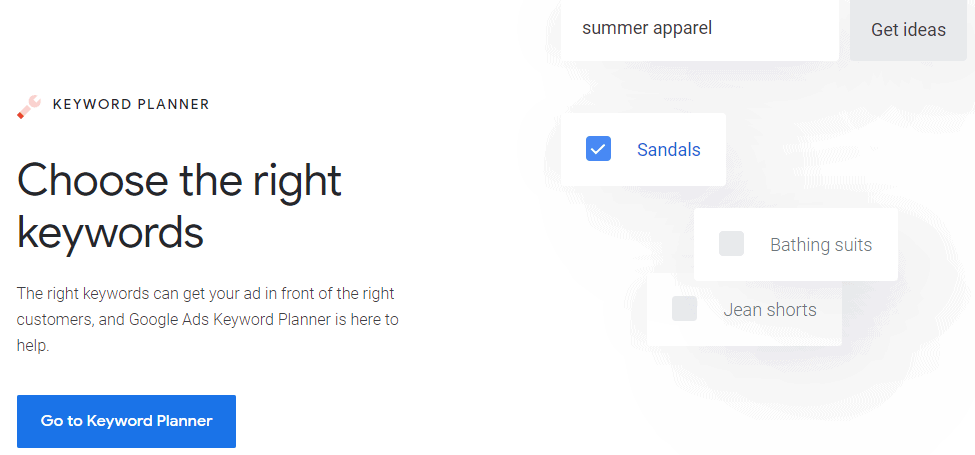 A screenshot of Google Keyword planner for Etsy SEO.