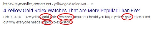 A meta description that uses keyword stuffing to try and trick Google to boost rankings.