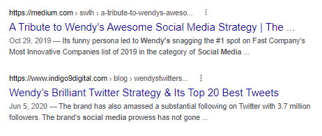 Search results for social media accounts.