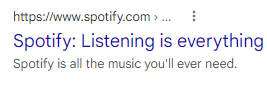 A meta description example from Spotify.