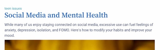 Example of an H1 header from HelpGuide.
