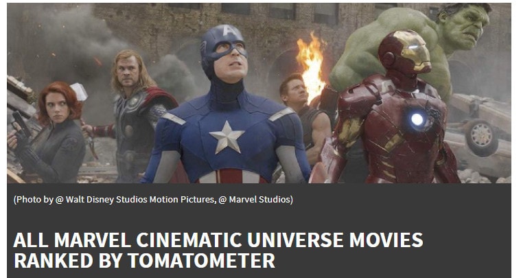 An example of an H1 tag from Marvel. 