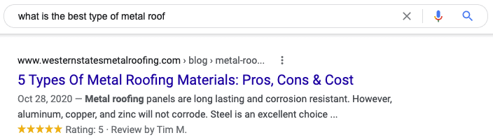 An example of a meta title optimized for Google SEO.