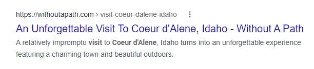 The screensot shows an example of a persuasive title tag.