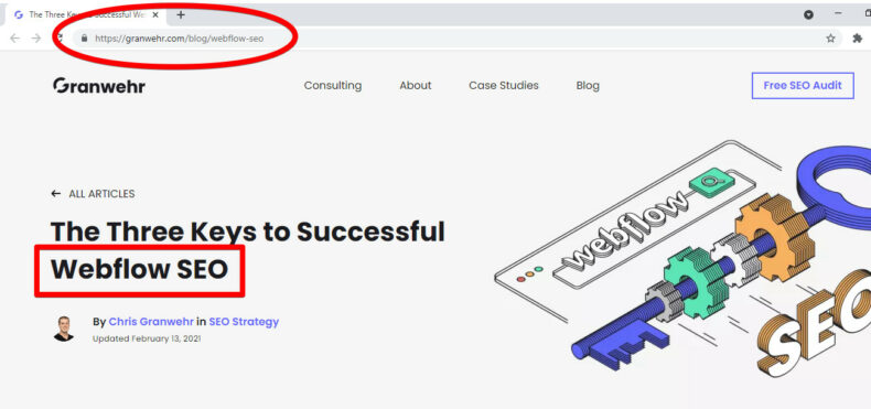 The screenshot shows an example of a simple and clear URL structure.