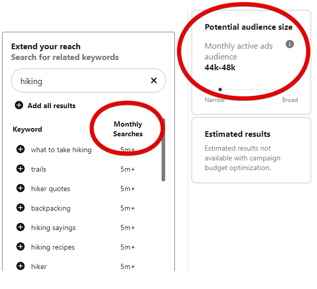 This image shows how Pinterest groups together keywords.