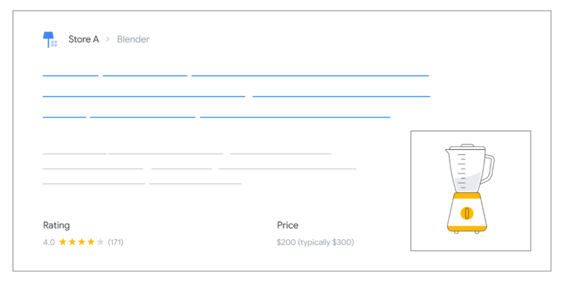The screenshot shows product schema markup for price drop.