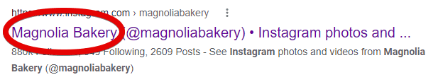 The screenshot shows the search engine result for Magnolia Bakery.