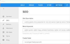 The screenshot shows the dashboard for weebly SEO settings.
