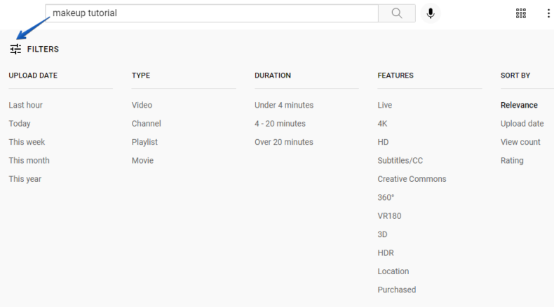 youtube search filters and search operators
