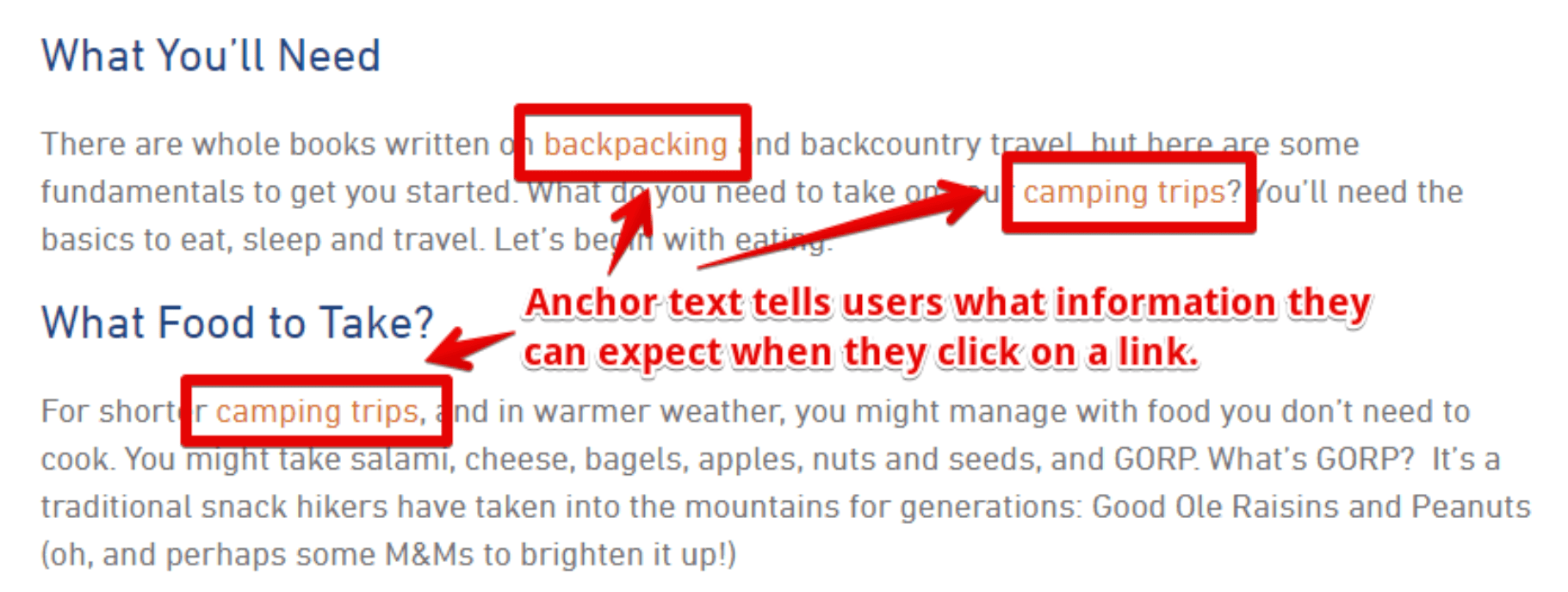 Paragraphs showing anchor text. 