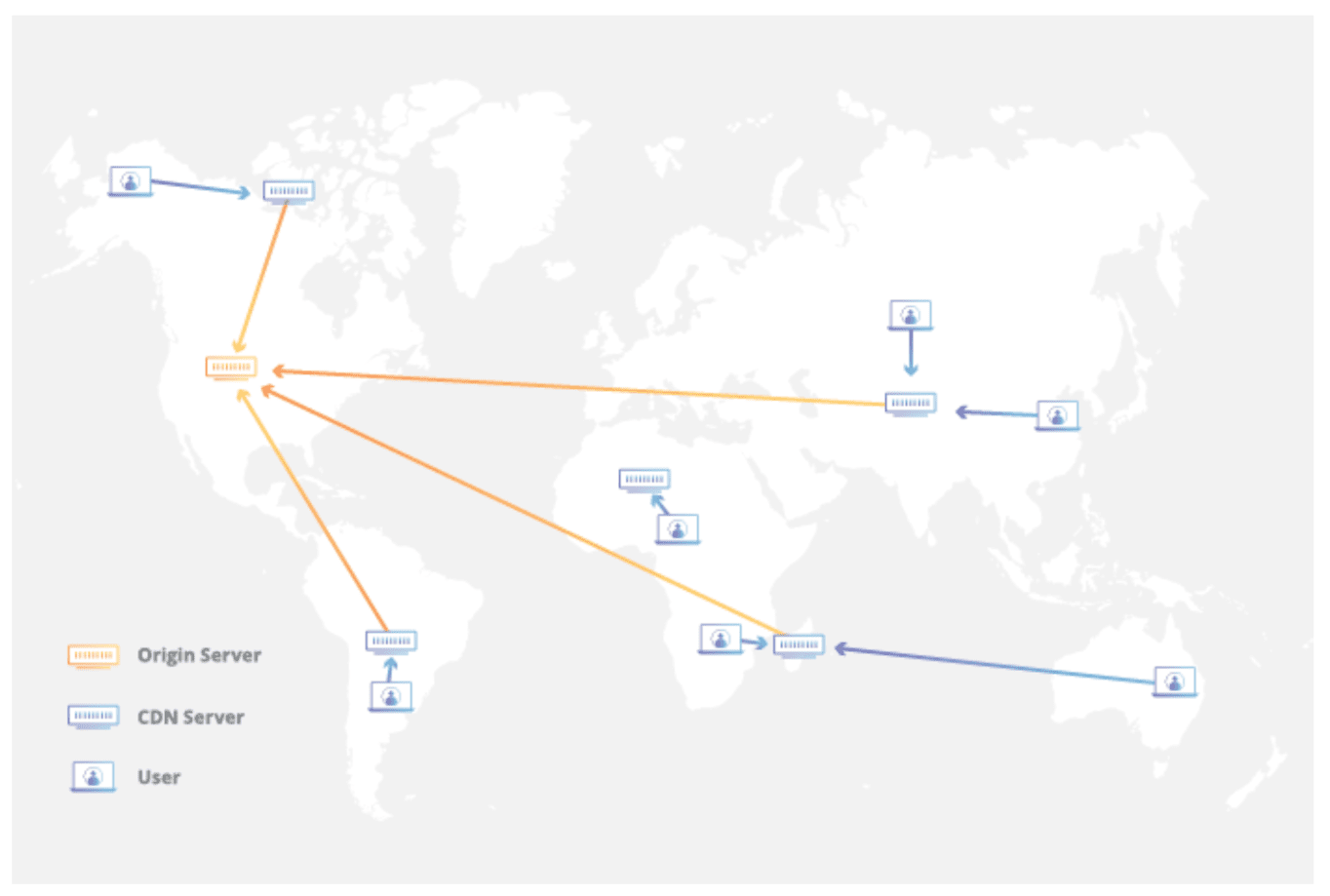 A map showing content delivery networks spread around the globe.